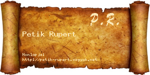 Petik Rupert névjegykártya